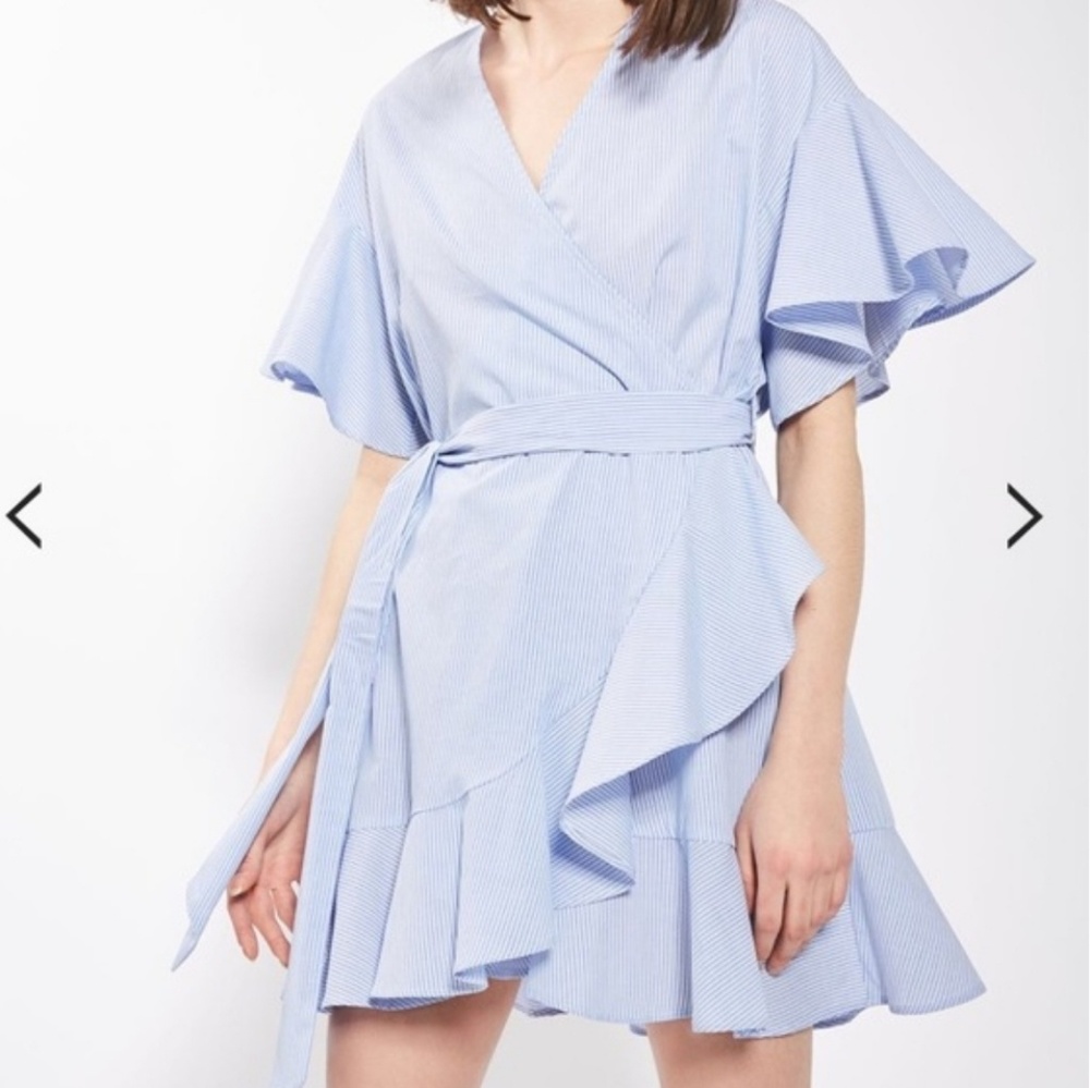 Topshop Poplin Stripe Wrap Dress sz 4